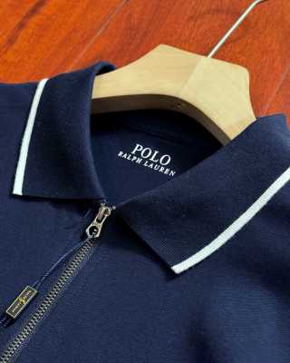 Ralph Lauren Half-Zip Contrast Trim Cotton Piqué Polo Shirt