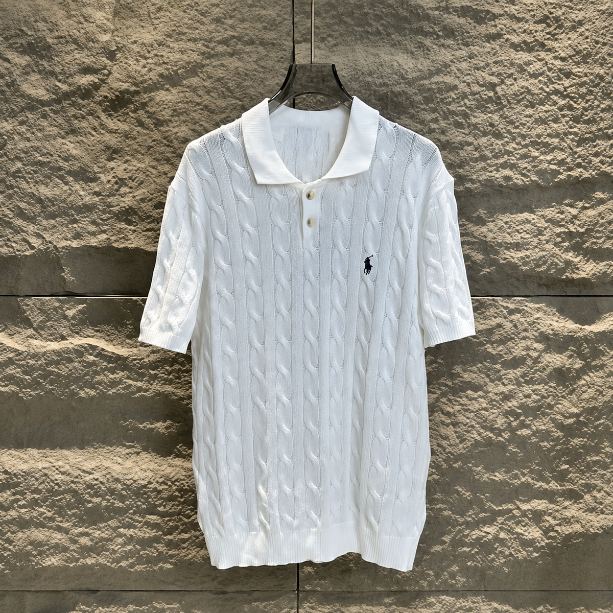 Ralph Lauren Cable Knit Short Sleeve Polo Shirt