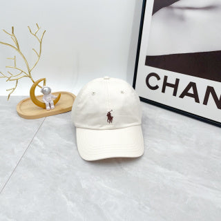 Ralph Lauren Hat White Brown Pony Soft-Crown Baseball Cap