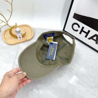 Ralph Lauren Hat Dusty Olive Cream Pony Low-Crown Baseball Cap