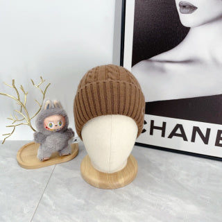 Ralph Lauren Hat Mocha Brown White Pony Cable Rib Beanie