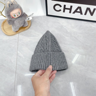 Ralph Lauren Hat Heather Gray Blue Pony Textured Cable Beanie