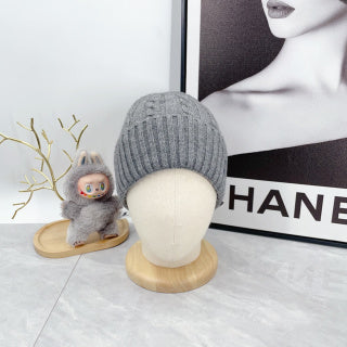 Ralph Lauren Hat Heather Gray Blue Pony Textured Cable Beanie