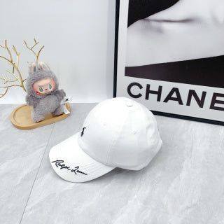 Ralph Lauren Hat White Black Pony Signature Brim Baseball Cap