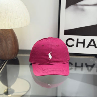 Ralph Lauren Hat Magenta Pink Baseball Cap with White Pony Embroidery