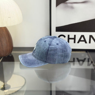 Ralph Lauren Hat Faded Denim Blue Baseball Cap with White Pony Embroidery