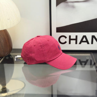 Ralph Lauren Hat Raspberry Pink Baseball Cap with Navy Pony Embroidery