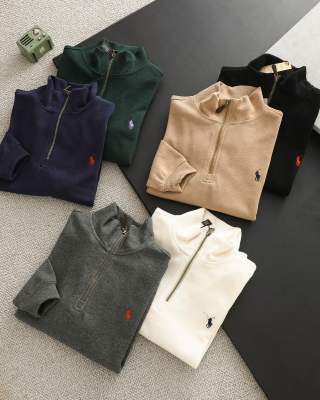 Ralph Lauren Sweatshirt Half-Zip Mock Neck Cotton Pullover