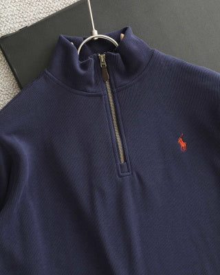 Ralph Lauren Sweatshirt Half-Zip Mock Neck Cotton Pullover