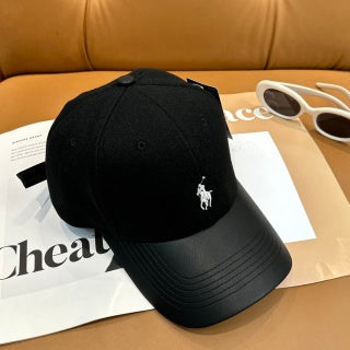 Ralph Lauren Hat Black Embroidered Pony Baseball Cap