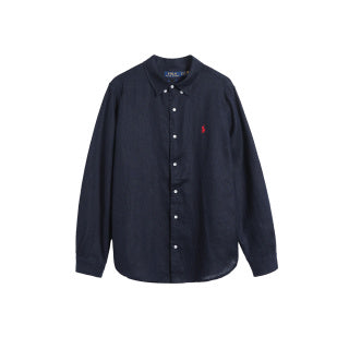 Ralph Lauren Shirt Washed Linen Classic Button Down Long Sleeve Shirt