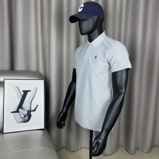 Ralph Lauren Unisex Light Gray Cotton Piqué Pony Polo Shirt