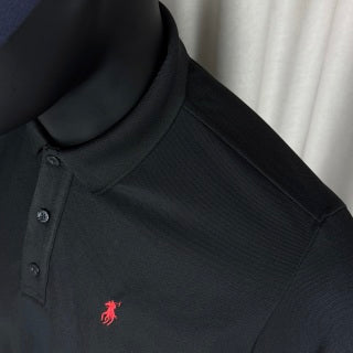 Ralph Lauren Unisex Black Cotton Piqué Pony Polo Shirt