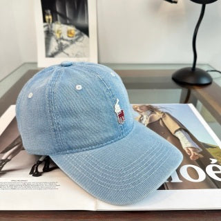 Ralph Lauren Hat Light Blue Washed Pony Baseball Cap