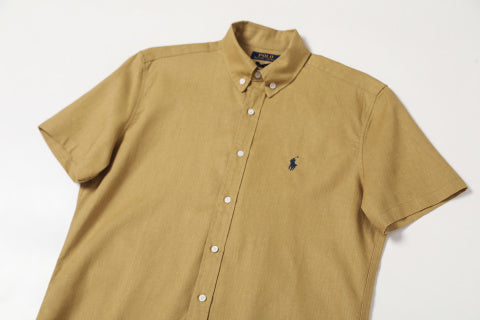 Ralph Lauren Shirt Linen Short Sleeve Classic Button Down Shirt