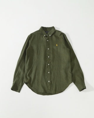 Ralph Lauren Shirt Washed Linen Classic Button Down Long Sleeve Shirt