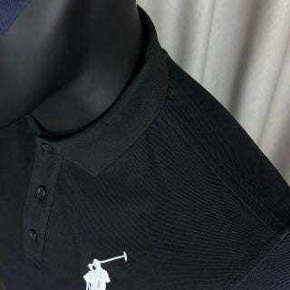 Ralph Lauren Polo Shirt Black Big Pony 03 Patch Cotton Piqué Polo