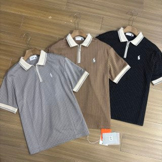 Ralph Lauren Polo Shirt Contrast Collar Ribbed Half-Zip Polo