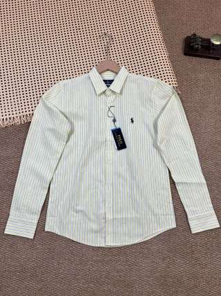 Ralph Lauren Shirt Linen Pinstripe Long Sleeve Shirt