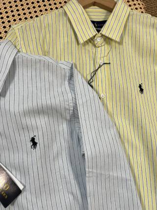 Ralph Lauren Shirt Linen Pinstripe Long Sleeve Shirt
