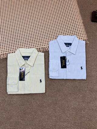 Ralph Lauren Shirt Linen Pinstripe Long Sleeve Shirt