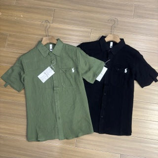 Ralph Lauren Shirt Linen Short Sleeve Utility Button-Up