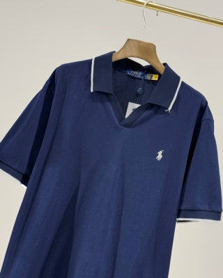 Ralph Lauren V-Neck Contrast Trim Cotton Polo Shirt